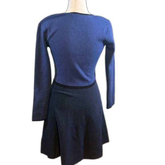 Club Monaco Blue Black Colorblock Sweater Dress Small Long Sleeve Knit - Picture 4 of 10